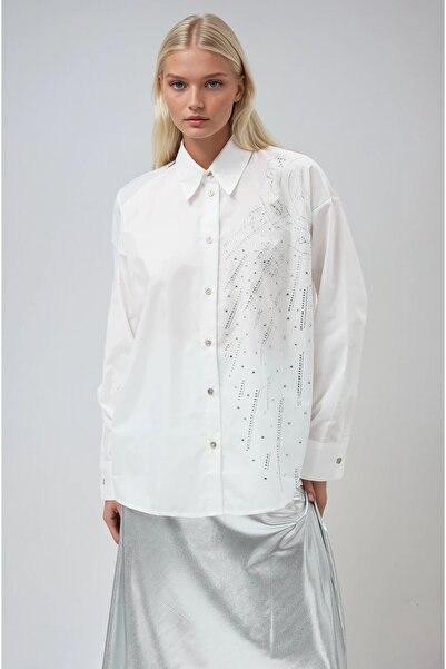 Lijuri قميص بوبلين مطرز بالحجر على شكل قمر من إكرو 3440