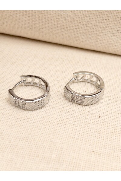 Siya Silver Special Series Zircon Stone Patterned Steel Hoop Earrings - Gift ...