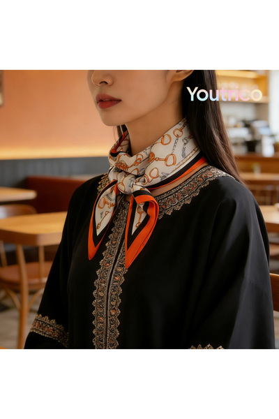 Youtrico أوشحة حريرية طويلة، عصابات رأس، سلسلة حصان أنيقة بتصميم ريترو، مناسبة للشارع، 147 سم