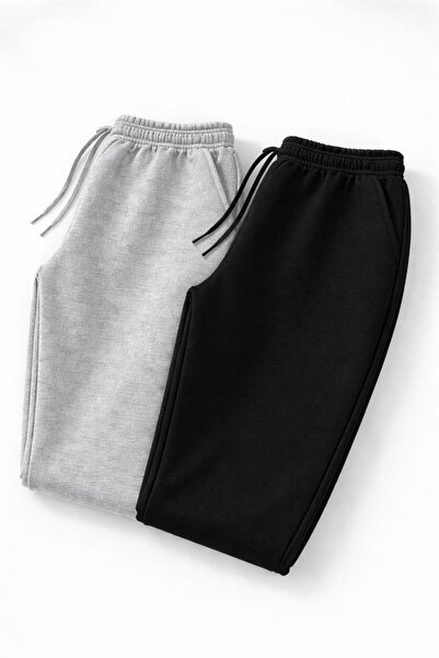 MARKATEM بنطلون رياضي مريح بخصر مطاطي وأربطة، مصنوع من قماش راشون مطاطي بخيطين، طقم من قطعتين