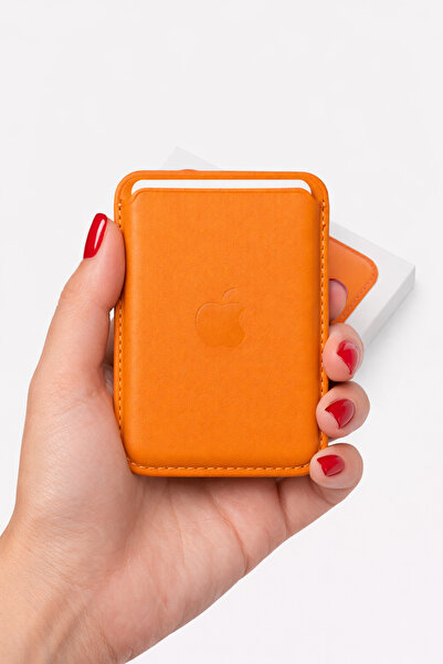 ALPER Apple İphone İçin Magsafe Özellikli Mikro Dokuma Deri Cüzdan İphone 12/...