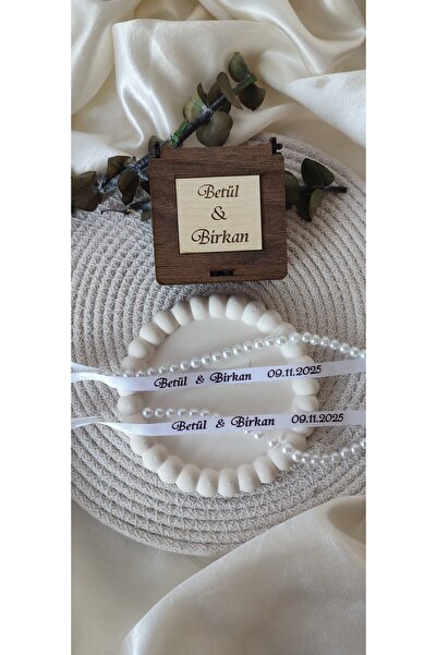 hoby shop Kutuda Isme Özel Yüzük Kurdelesi - Incili Söz-nişan Kurdelesi - Söz...