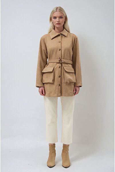 Lijuri سترة قميص ميدي مع حزام وجيب 6130