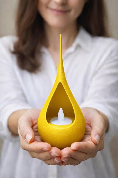 SONMEZSTORE TEA LIGHT, MODERN MASAÜSTÜ SU DAMLASI DEKOR SÜSÜ, LED IŞIKLI - 17...