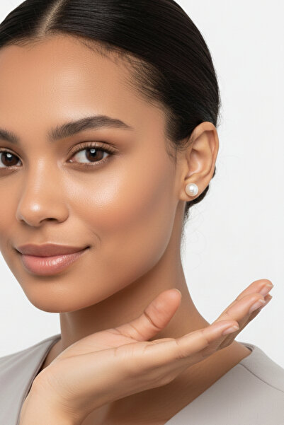 mefshop 925 Ayar Gümüş Kadın Mayorka İnci Küpe 8 mm – Zarif ve Zamansız Şıklık