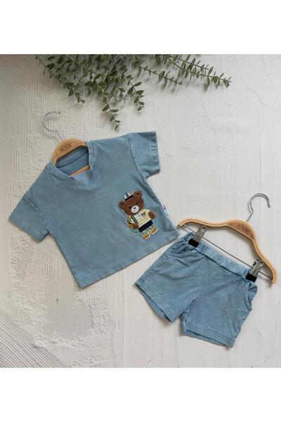 Minim Teddy Bear Embroidered Bottom Top Set