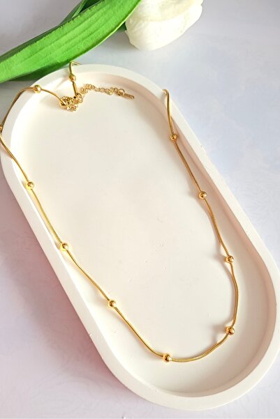 MİLUNXTE قلادة من الفولاذ باللون الذهبي مع تفاصيل كروية صغيرة - قلادة من سلسل...