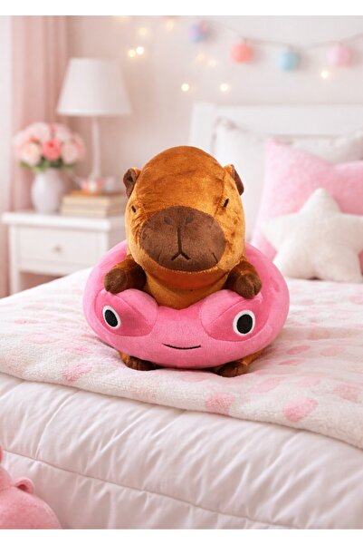 eco sepet Capybara Kurbağa Simitli Peluş, Uyku Arkadaşı Kapibara Pembe Unicor...