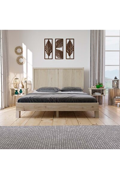 RENAZZO Ebruli Model Vernikli Çam Ahşap Karyola