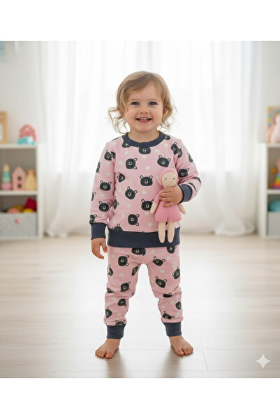 Macawi içi pamuklu kalın Çocuk Pijama Takımı