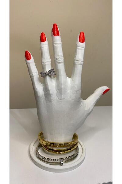 GAMZELİRENKLERİM خاتم بتصميم أنيق مرصع بحجر الزركون على شكل فيونكة، لون فضي، ...