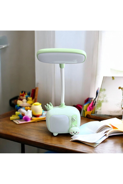 Zeynes Home Tv Tavşan Detaylı Çocuk Masa Lambası Renkli Led’li Ekran Masa Lam...