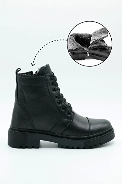 ARMOUR ANT حذاء فروي من الجلد الطبيعي باللون الأسود للجنسين مقاوم للانزلاق ومقاوم للماء