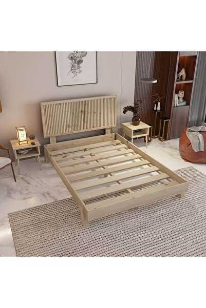 RENAZZO Alaz Model Vernikli Çam Ahşap Karyola ( Dikey )