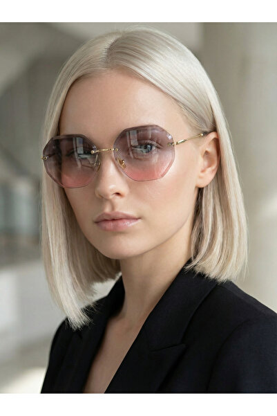 Mazzy Sekizgen Mor-Pembe Degrade Geçişli Kadın Güneş Gözlüğü