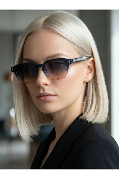 Marsel Square Gradient Transition Navy Blue Sunglasses