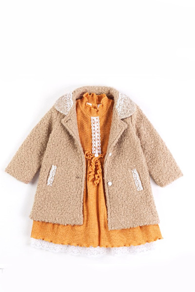 Bombili Kız Çocuk Peluş Montlu Elbise