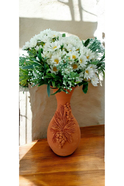 ALKAMET Çömlek Vazo Üzeri İşlemeli El Yapımı