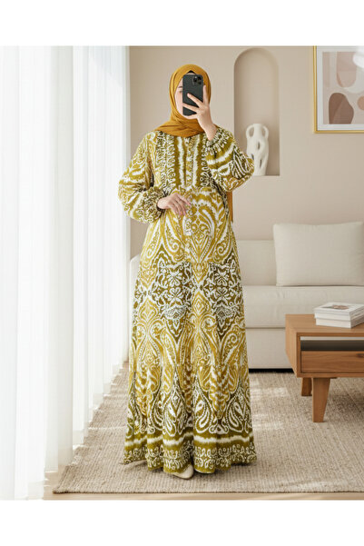 Modamorfo Φόρεμα με μισό κουμπί με γιακά -Μουσταρδί