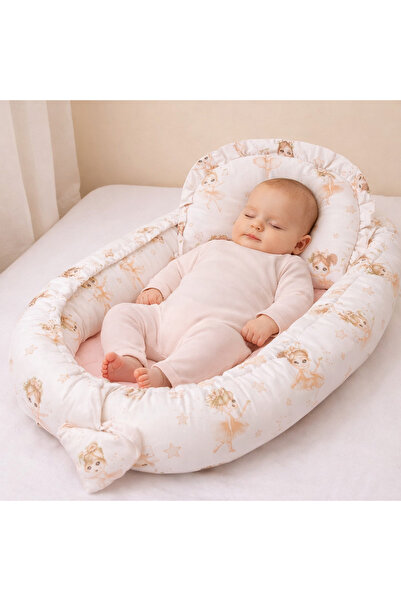 Sensillo Baby Nest Muslin Ballerinas Pink 80x45 cm with Pillow Included