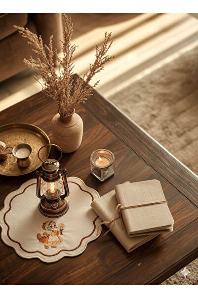 LİONYA DESİGN Vintage Kedi Nakışlı 30x30 Premium Duck Kumaş Peçete – Sıvı İti...