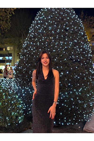 STRENGTH WEAR Işıltılı Sırt Dekolteli Davet Elbisesi