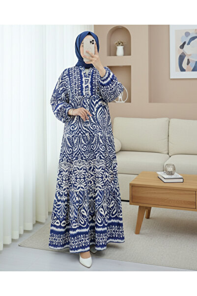 Modamorfo Φόρεμα με γιακά με μισό κουμπί - Σκούρο Μπλε