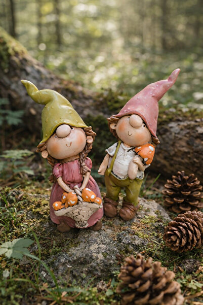 Gardenya Sevimli Mantar Toplayıcı Gnome ( Şans Cücesi ) Seti