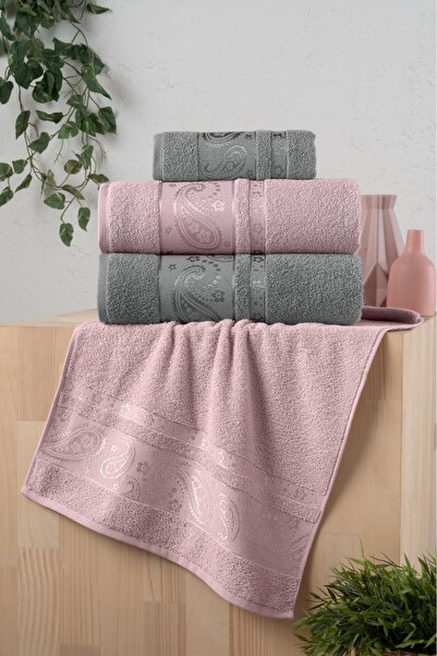 Fiesta Tekstil طقم مناشف حمام مكون من 4 قطع