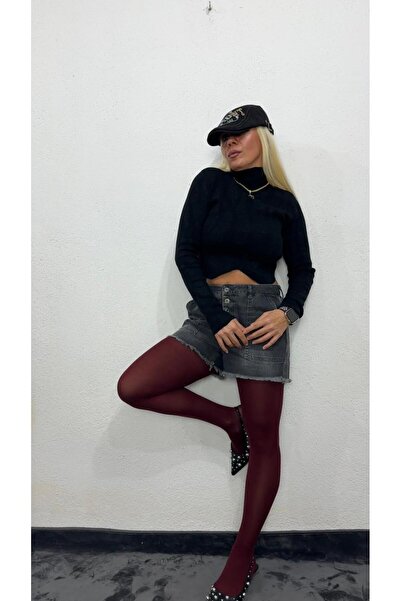 NUNU365COM Nunu By Luxe Knit Asimetrik Siyah Simli Vatkalı Kazak