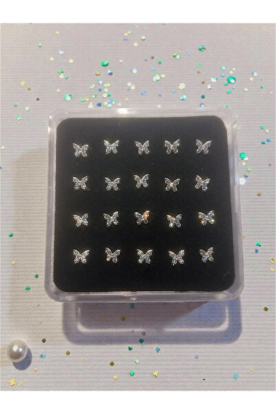 Madam Bikan Gümüş Renk Zirkon Taşlı Kelebek Burun Hızma Piercing