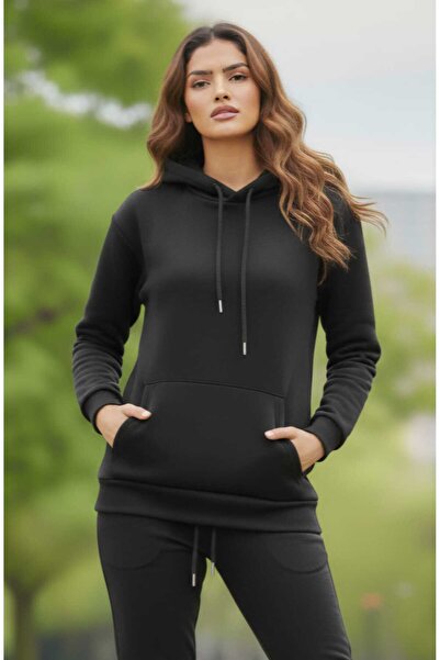 QAST GİYİM SANATI Oversize Kapşonlu Sweatshirt Kalın Rahat Giyim