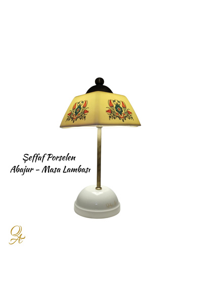 Qtahya Art Abajur-Masa ve Gece Lambası-Dekoratif-Şeffaf Porselen-El yapımı-Po...