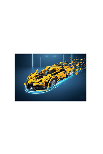 TEONA CONCEPT Set de construcție Mașină Sport de Lux, compatibil cu LEGO, galben, 422 piese, 1:18, Pull-Back, 6+