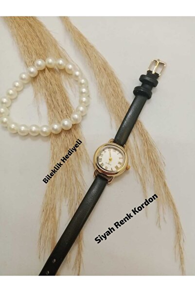 Brality ساعة يد نسائية جديدة ذات لون أسود ريترو بسيطة وأنيقة مع هدية للسوار t...