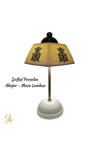Qtahya Art Abajur-Masa ve Gece Lambası-Dekoratif-Şeffaf Porselen-El yapımı-Po...
