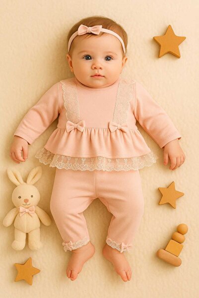 ciobaby şık dantelli kız bebek takımı