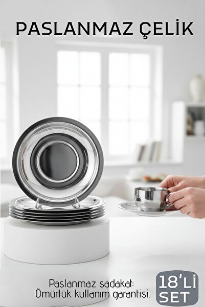 Transformacion 18 li Metal Çay Tabağı Veneta Design Seti