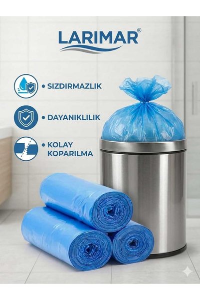 Larimar 10 role de saci de gunoi de dimensiune medie, în total 200 de bucăți, 55*60 cm / saci de gunoi albastru durabil pentru curățarea bucătăriei