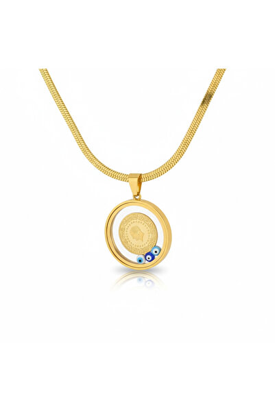 CAXBERN İtalyan Zincirli Çelik Fanus Model Kolye İçine Çeyrek Koyulabilen Açı...