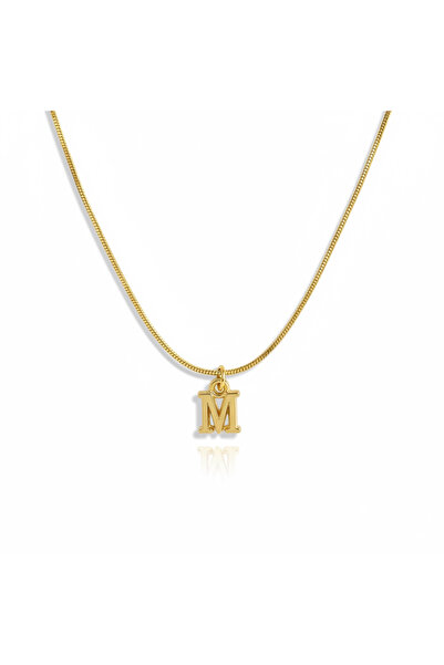 CAXBERN Minimal M Harfi Kararmaz 316l Çelik Kolye Altın Kaplama