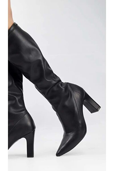 KOCAMANLAR Γυναικείες μπότες Feles Stretch με μυτερή μύτη ΜΑΥΡΟ