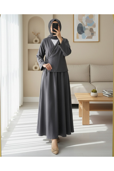 HİJABAYA Σετ λινό με φούστα με πλαϊνό δέσιμο