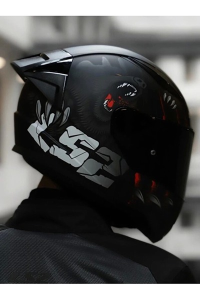 LS2 RAPID 2 RACE CLAWN MAT SİYAH-GRİ-KIRMIZI KASK (siyah vizörlü+ Spoıler)