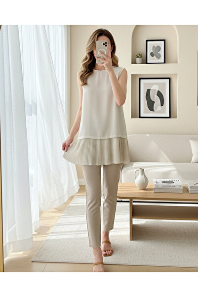 Modamorfo Pleated Skirt Zero Sleeve Modal Underwear - Beige