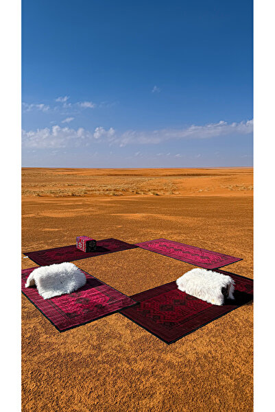 Segadty مجموعة من 4 سجادات تخييم من خان محمدي بتصميم فاخر للتخييم والرحلات، لون أحمر، 200 × 100 سم.