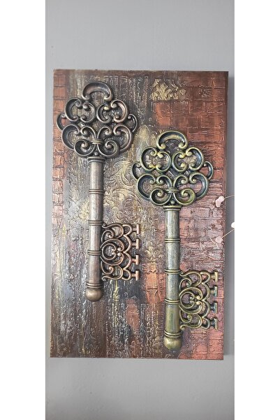 Vintage Anahtarlıklı Duvar Panosu – Antik Anahtar Tasarımlı Duvar Dekoru (54x33 cm)