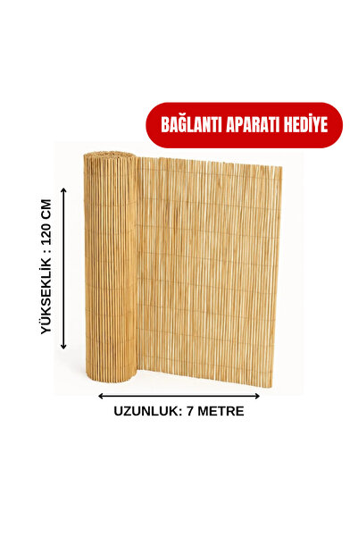AYGHOME 120 Cm X 7 Metre Doğal Bambu Çit Hasır Kamış Bahçe Çiti Balkon Çiti D...