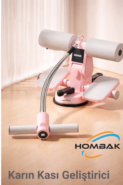 Hombak Çift Vantuzlu Sayaçlı Mekik Çekme Spor Aleti Karın Egzersizi Evde Spor...