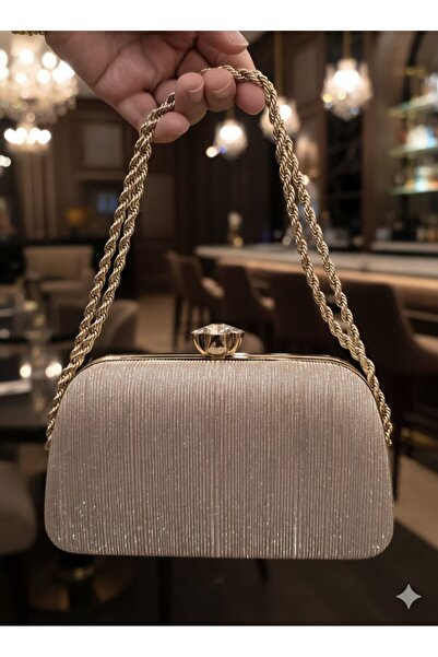 ÇANTAM GELSİN Women's Silver Crystal Large Stone Evening Dress Bag Special Oc...